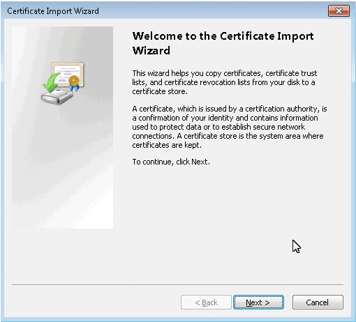 certificate import wizard