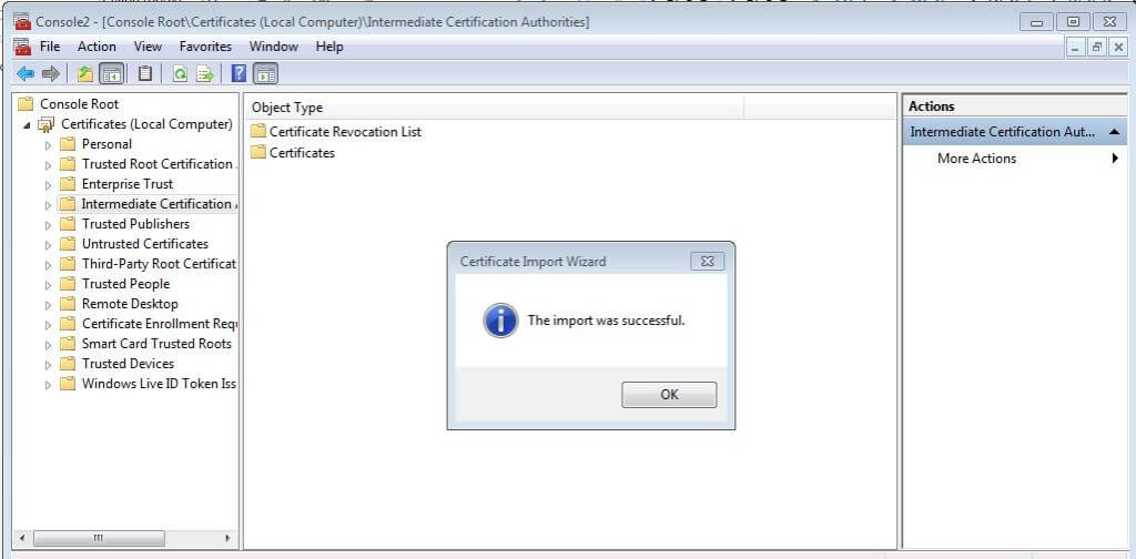 certificate-import-successful