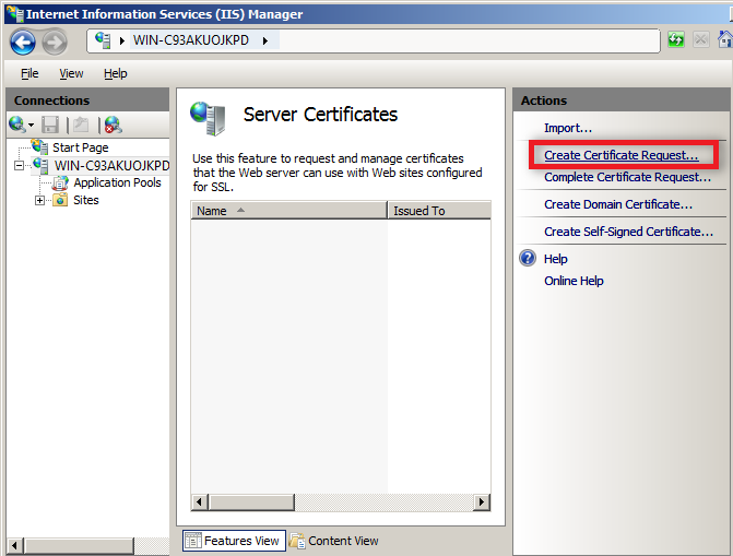 create certificate request