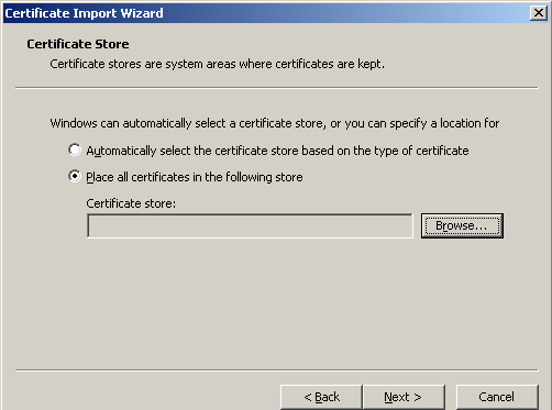 certificate import wizard