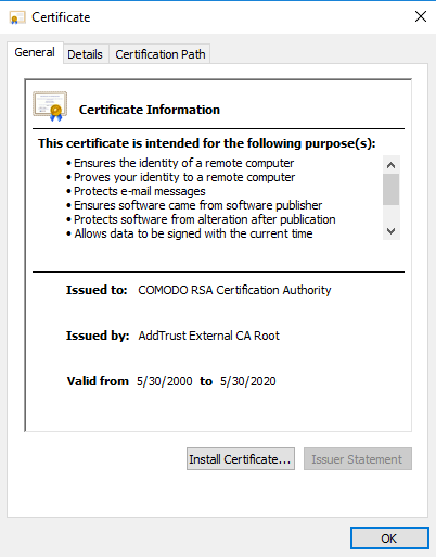 certificate information