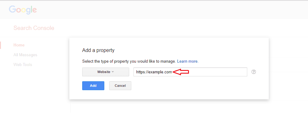 add property on google search console
