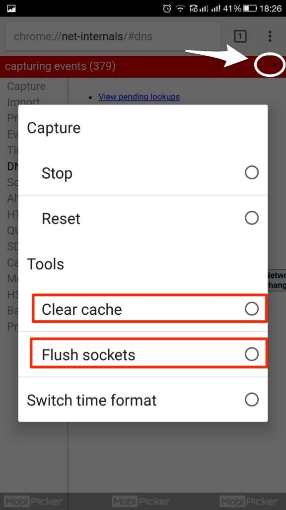clear-dns-cache-flush-sockets-on-chrome-android