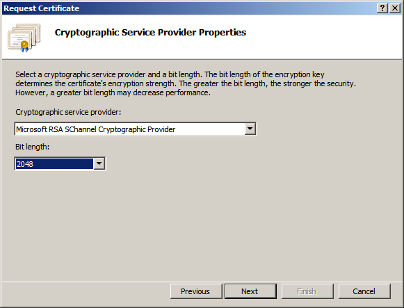 cryptographic service provider properties