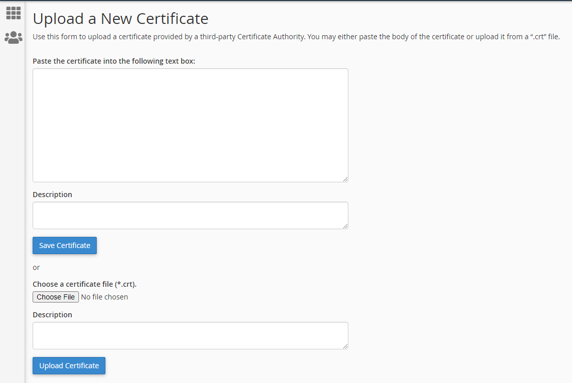 upload a new certificate