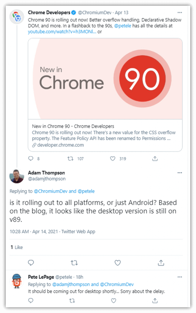 chrome 90 https update delay twitter