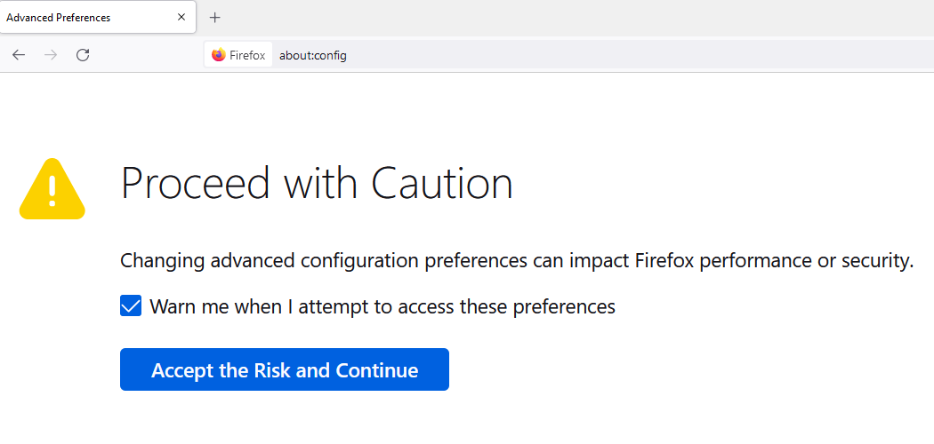 firefox about config